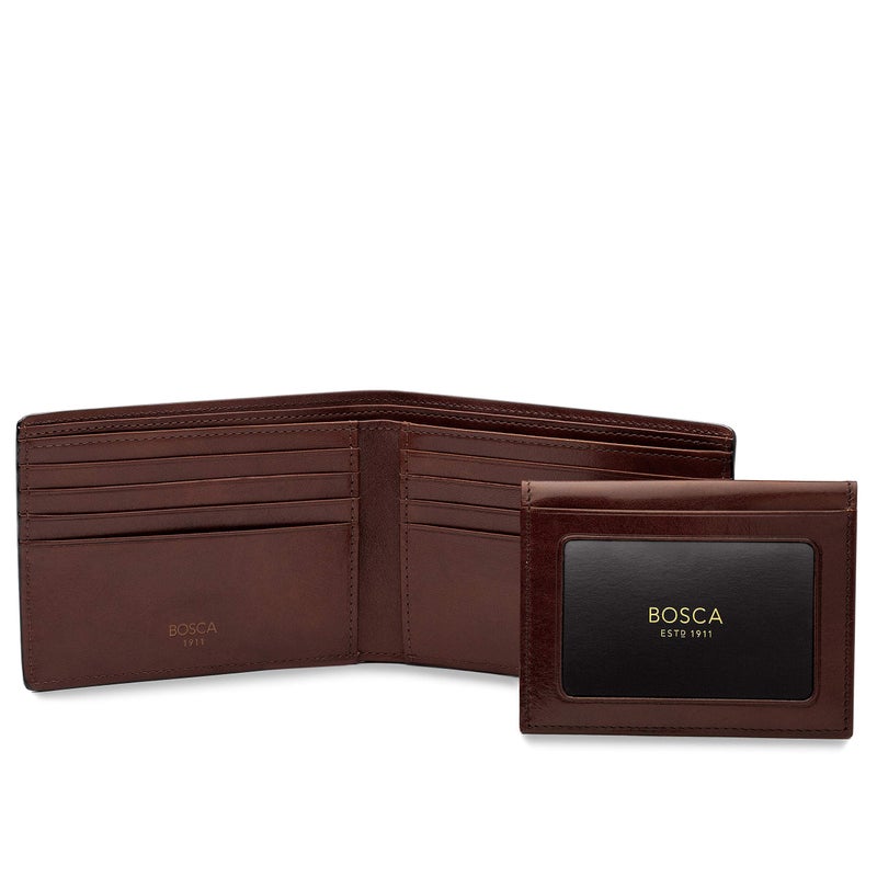 Bosca Men's Leather Wallet with Removable ID Passcase - Dolce Italian leather Wallet for Men 8 Card Slots, Bifold Design, Hand-Stitched Detailing, Polished Finish, Dark Brown - Image 5